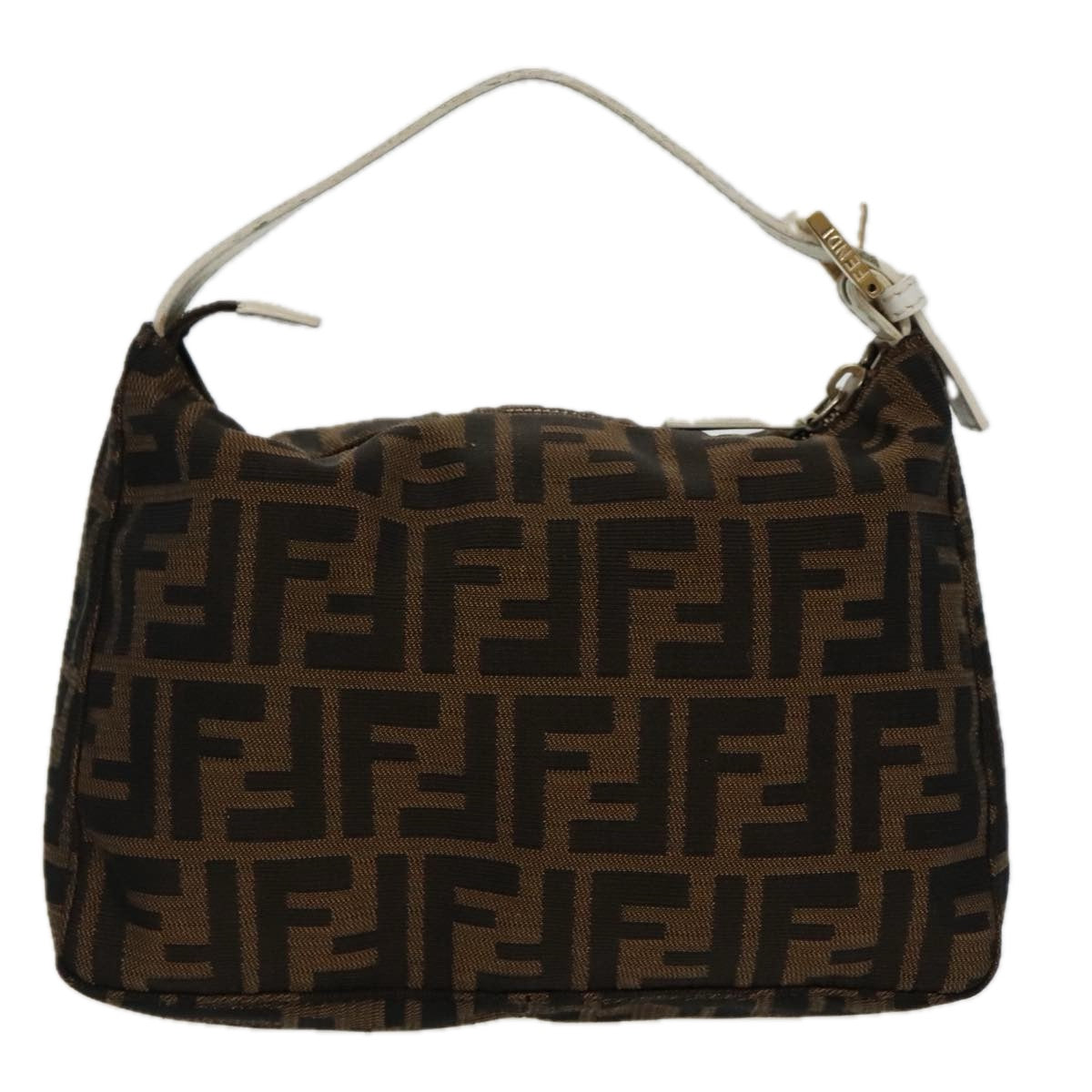 FENDI Zucca Canvas Hand Bag Brown White Gold95333