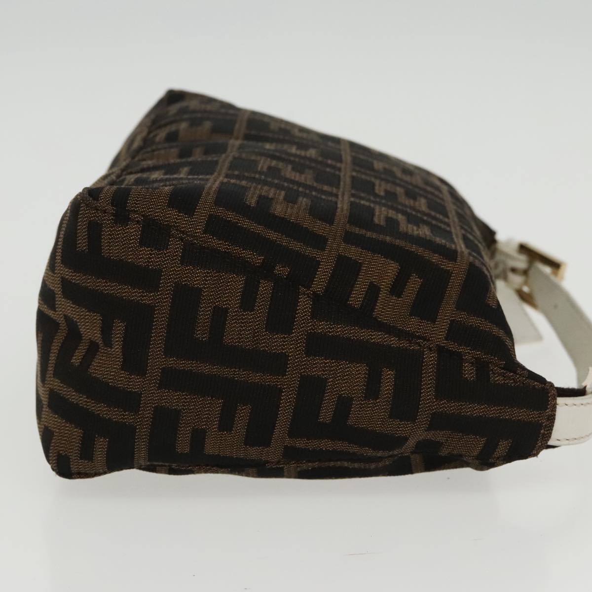 FENDI Zucca Canvas Hand Bag Brown White Gold95333