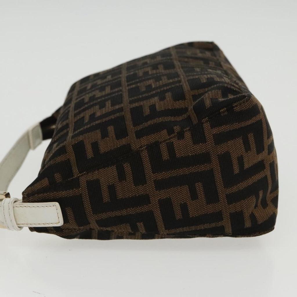 FENDI Zucca Canvas Hand Bag Brown White Gold95333