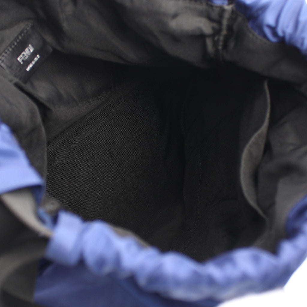 FENDI Backpack Rucksack Logo Nylon Leather Blue