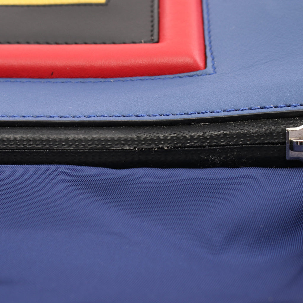 FENDI Backpack Rucksack Logo Nylon Leather Blue
