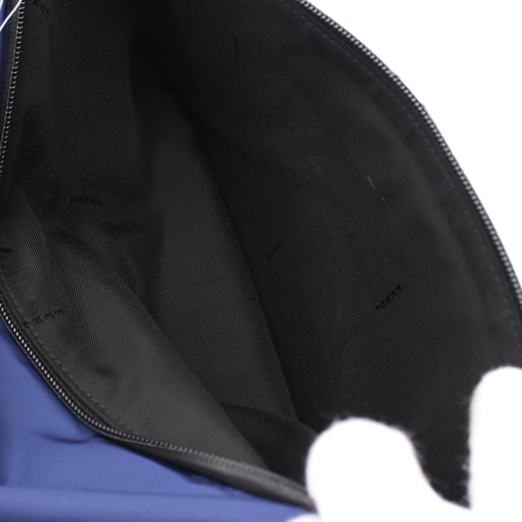 FENDI Backpack Rucksack Logo Nylon Leather Blue