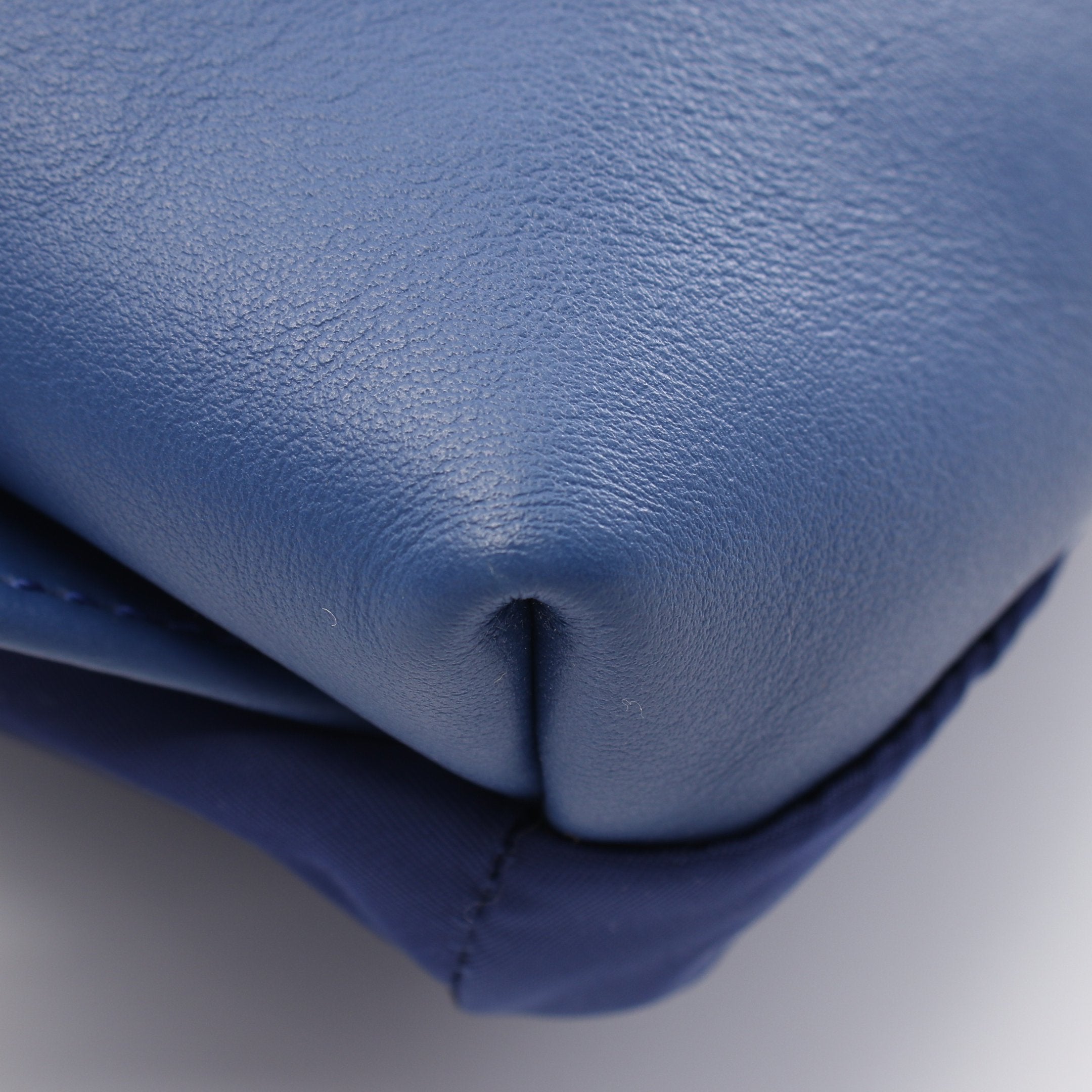 FENDI Backpack Rucksack Logo Nylon Leather Blue