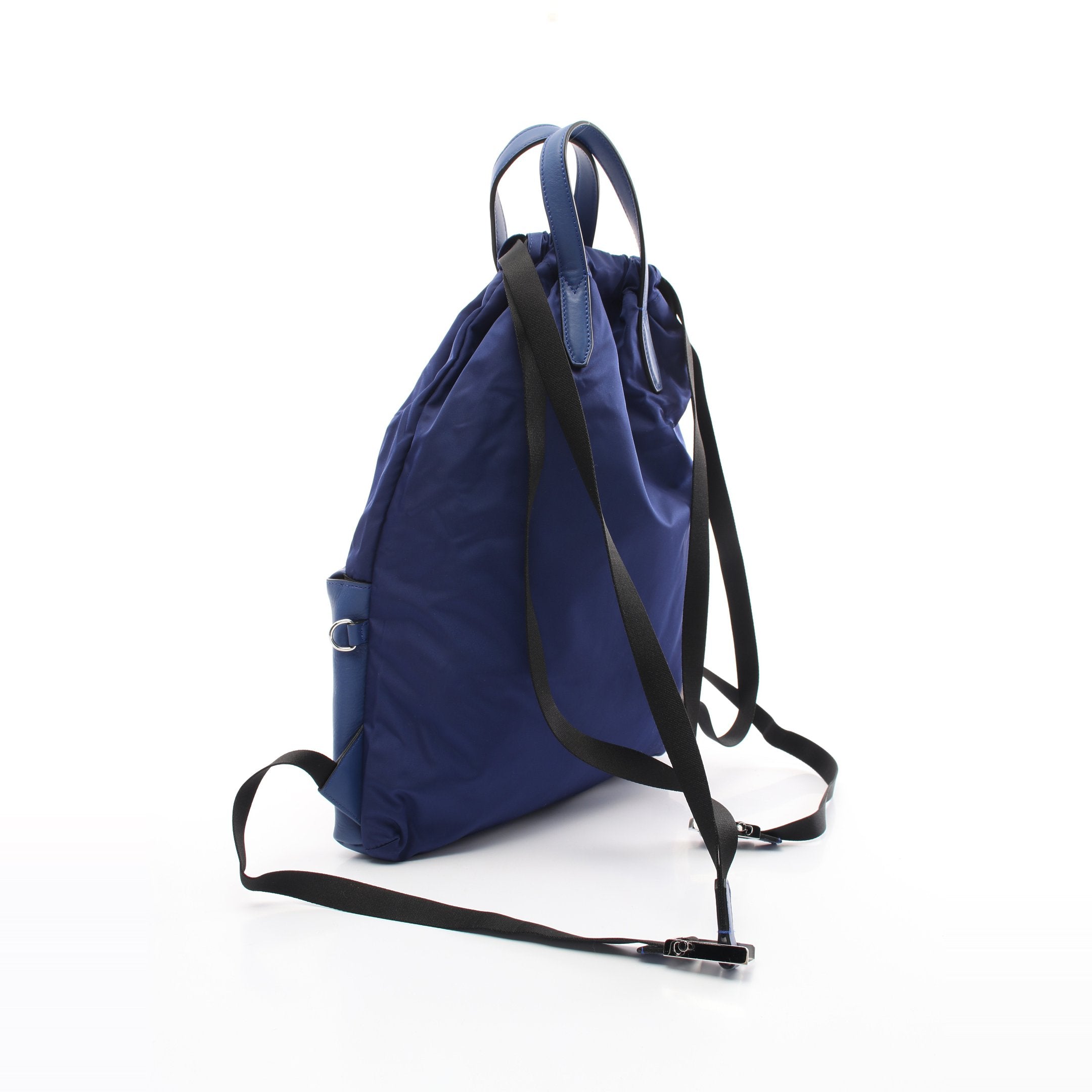 FENDI Backpack Rucksack Logo Nylon Leather Blue