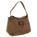 FENDI Mamma Baguette Shoulder Bag Suede Beige Gold95344