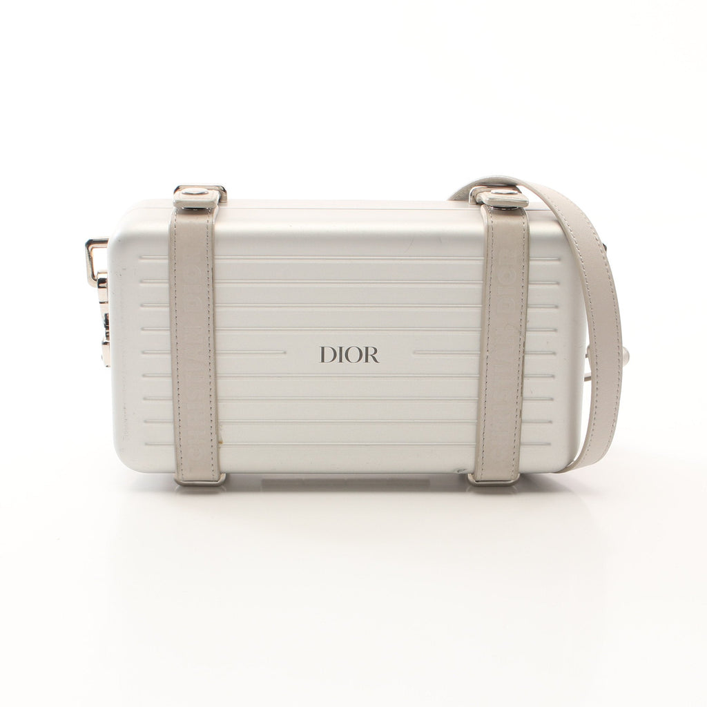 Dior DIOR * RIMOWA Personal clutch bag Shoulder bag Shoulder wallet Aluminum Leather Silver