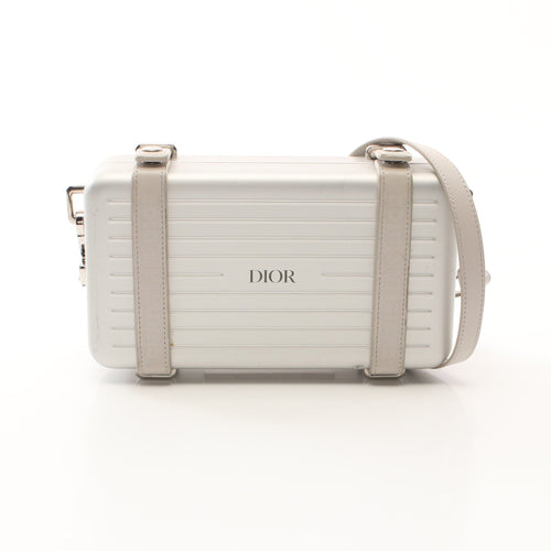 Dior DIOR * RIMOWA Personal clutch bag Shoulder bag Shoulder wallet Aluminum Leather Silver