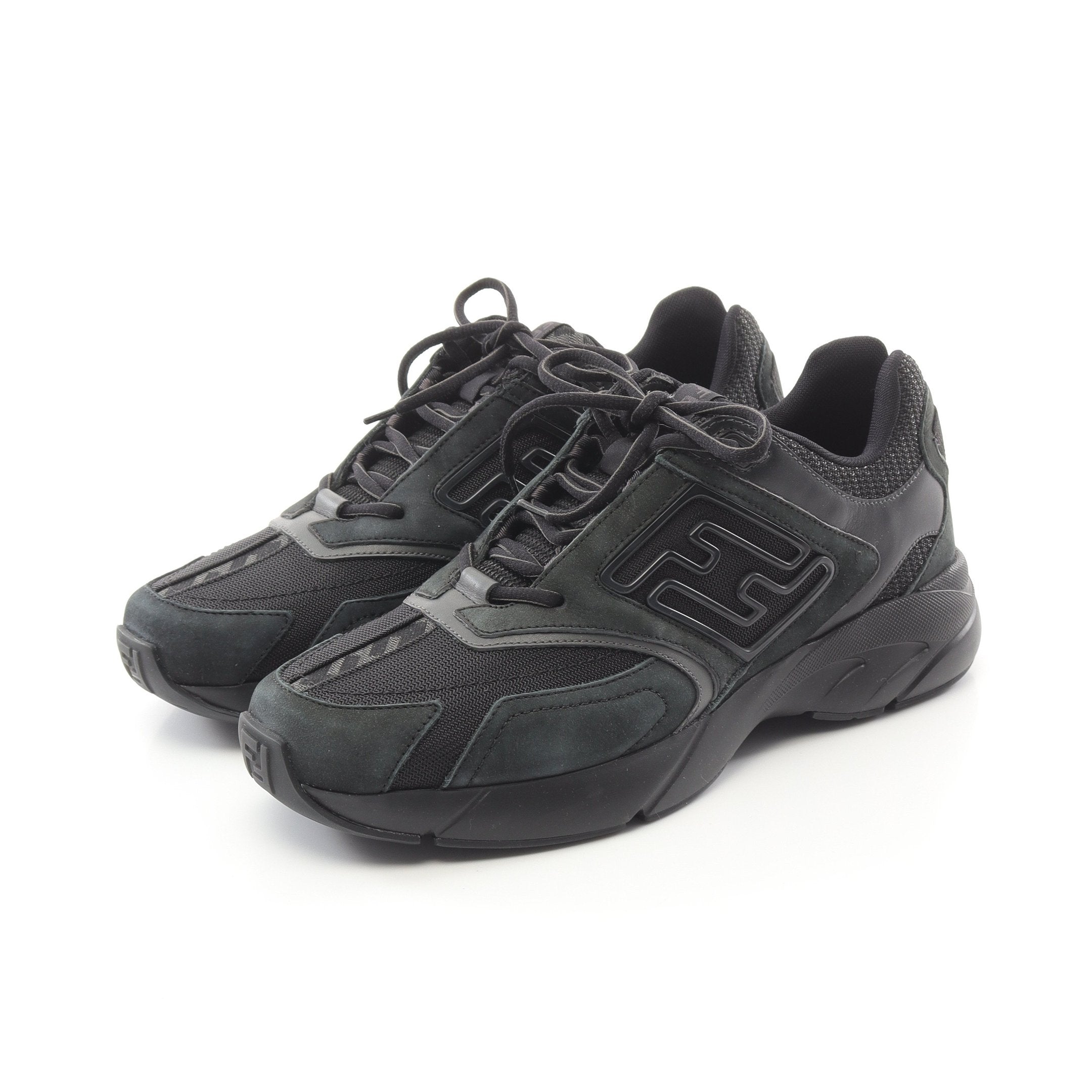 FENDI FASTER Sneakers Suede Fabric Black