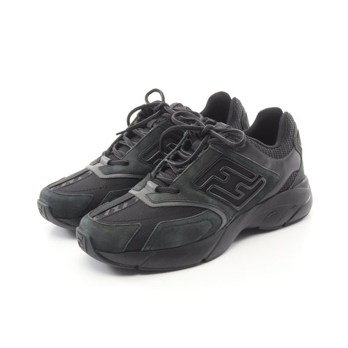 FENDI FASTER Sneakers Suede Fabric Black