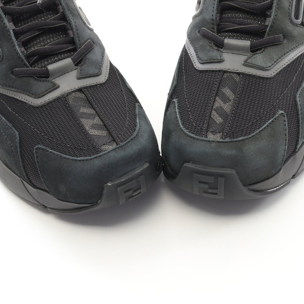 FENDI FASTER Sneakers Suede Fabric Black