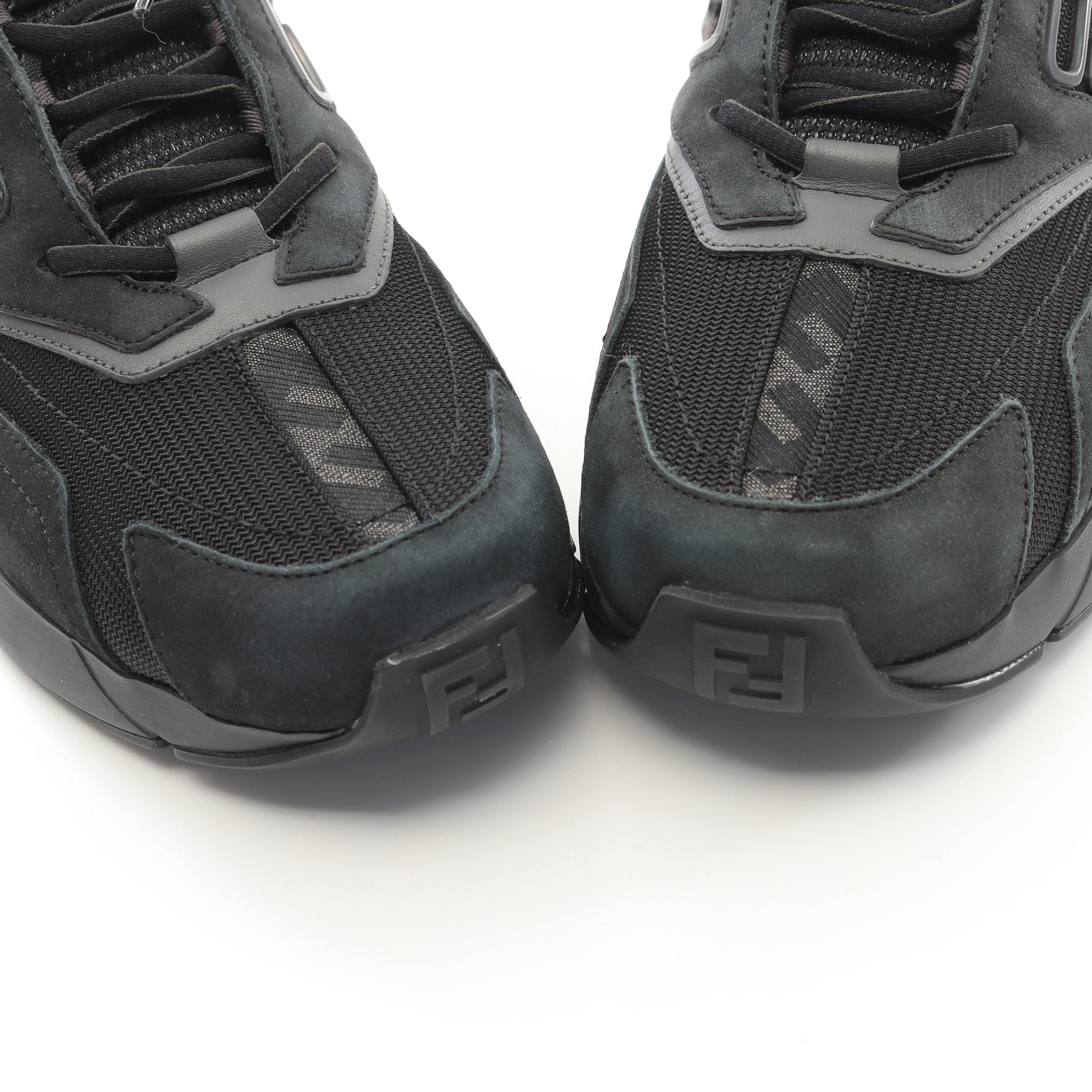 FENDI FASTER Sneakers Suede Fabric Black