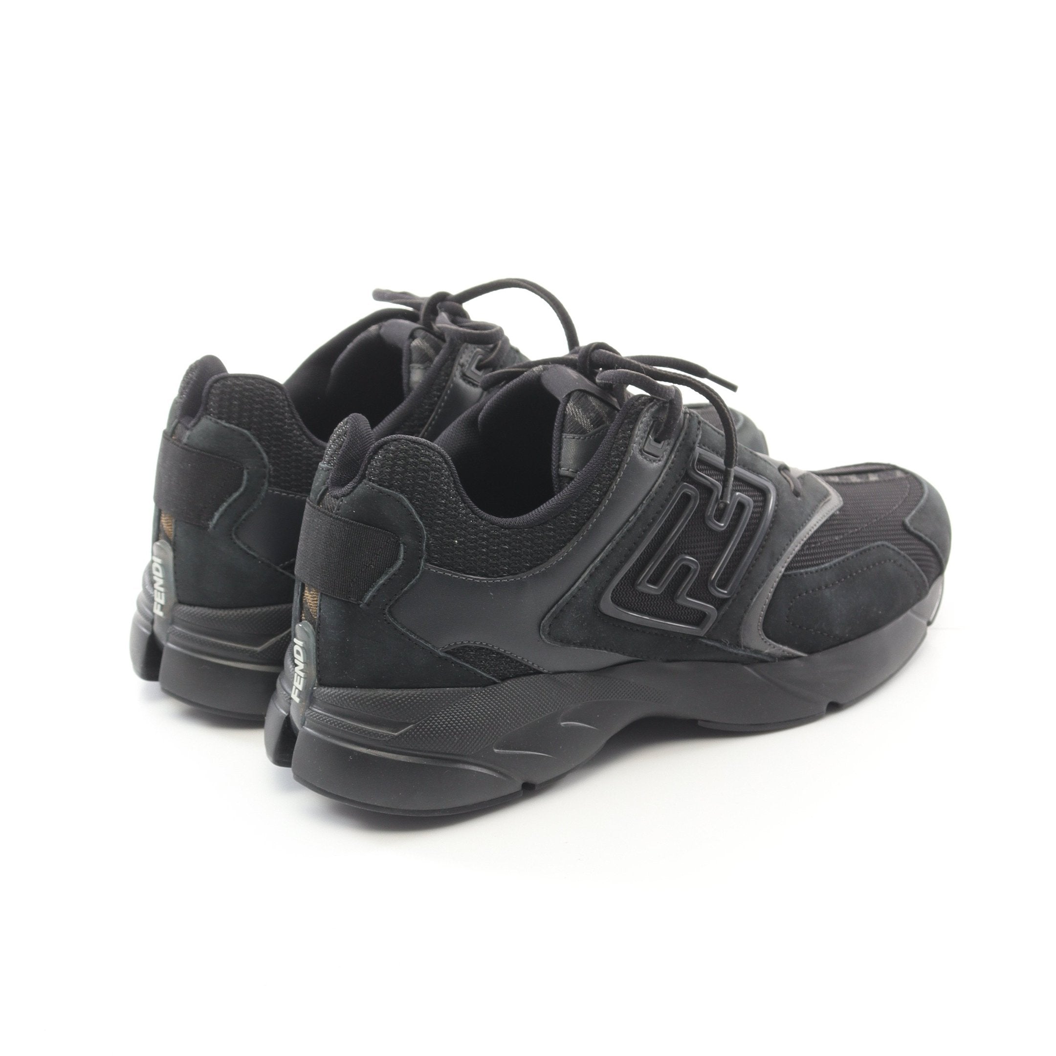 FENDI FASTER Sneakers Suede Fabric Black