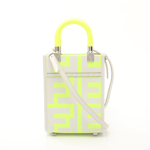 FENDI FENDI * Marc Jacobs Sunshine Shopper Mini Handbag Leather White Yellow 2WAY