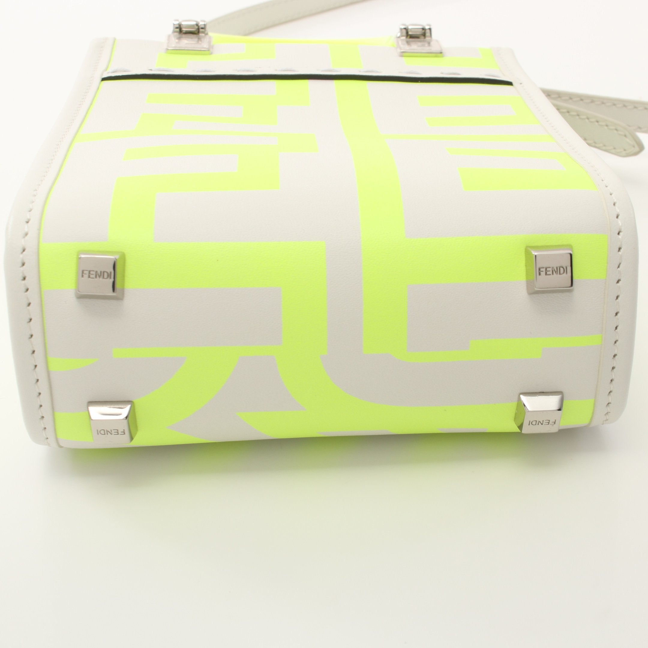 FENDI FENDI * Marc Jacobs Sunshine Shopper Mini Handbag Leather White Yellow 2WAY