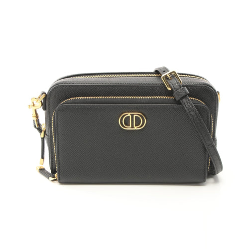 Dior Karo Double Pouch Shoulder bag Leather Black
