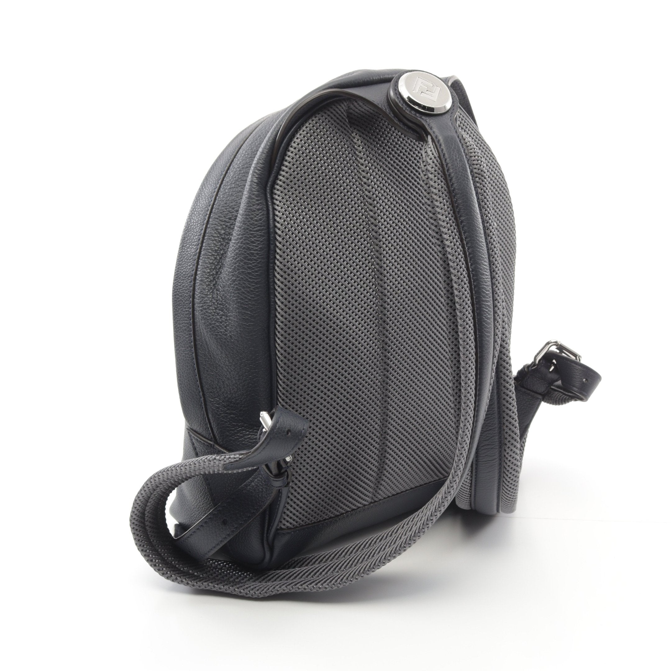 FENDI Chiodo Small Backpack Rucksack Leather Navy