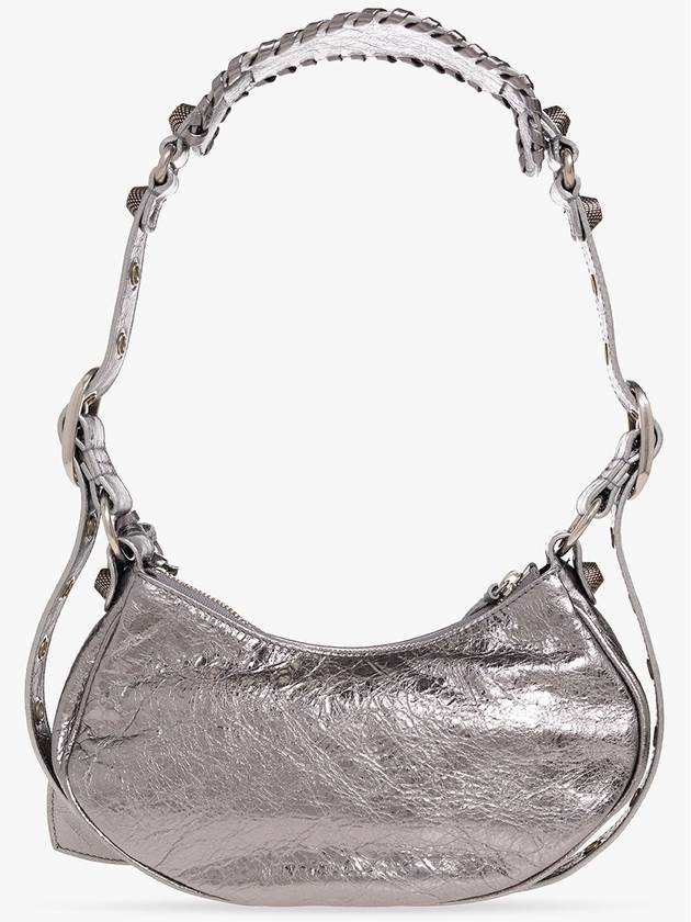 Balenciaga Metallic Le Cagol XS Lambskin Shoulder Bag Dark Silver