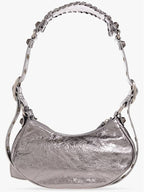 Balenciaga Metallic Le Cagol XS Lambskin Shoulder Bag Dark Silver