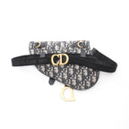 Dior Saddle Flat Belt pouch Oblique jacquard Body bag Waist bag Canvas Leather Light gray Navy