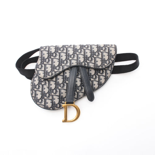 Dior Saddle Flat Belt pouch Oblique jacquard Body bag Waist bag Canvas Leather Light gray Navy
