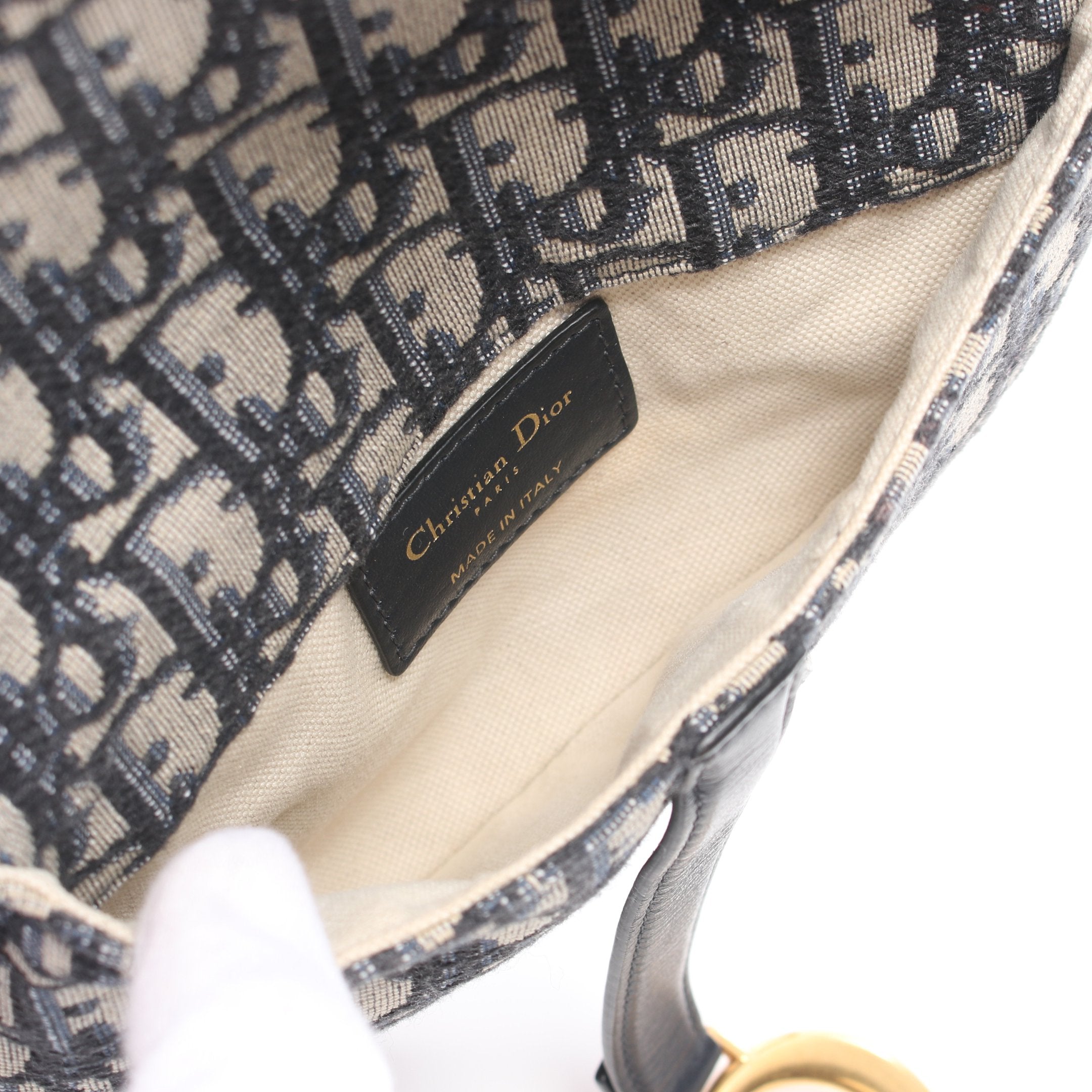 Dior Saddle Flat Belt pouch Oblique jacquard Body bag Waist bag Canvas Leather Light gray Navy