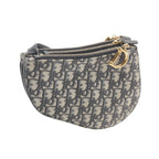 Dior SADDLE Saddle Oblique Shoulder bag Canvas Leather Light gray Navy