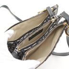 Dior SADDLE Saddle Oblique Shoulder bag Canvas Leather Light gray Navy
