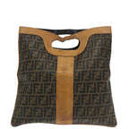 FENDI Zucca Canvas Hand Bag Brown Black95414