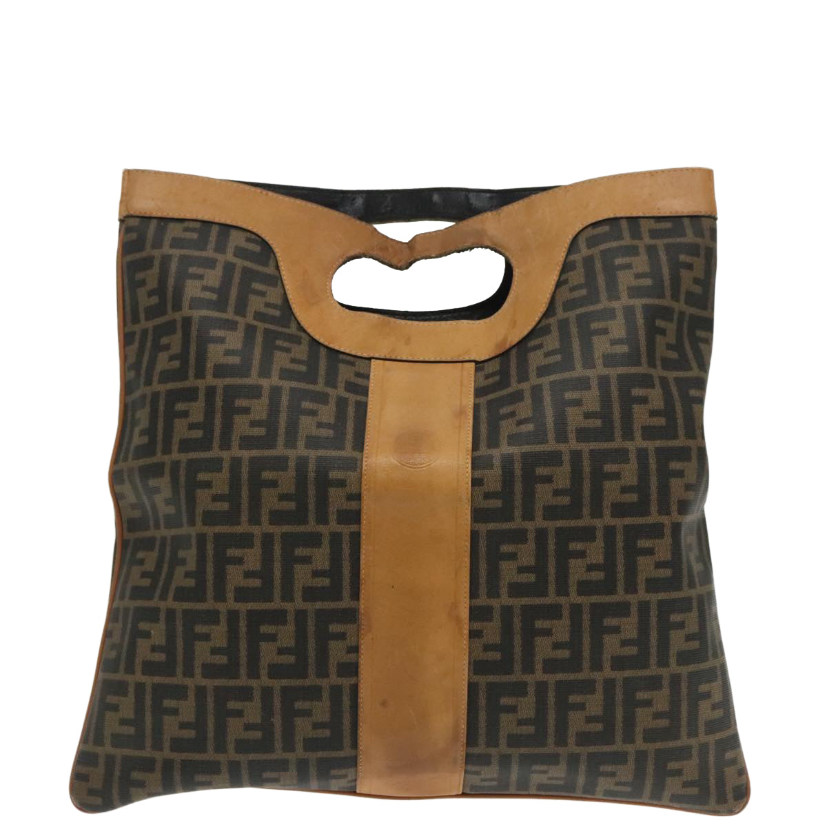 FENDI Zucca Canvas Hand Bag Brown Black95414