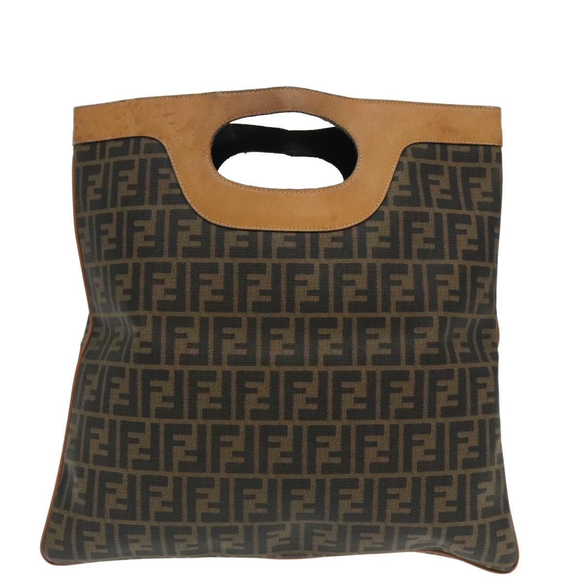 FENDI Zucca Canvas Hand Bag Brown Black95414