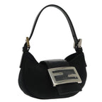 FENDI Mini Croissant Hand Bag Nylon Black Silver95417