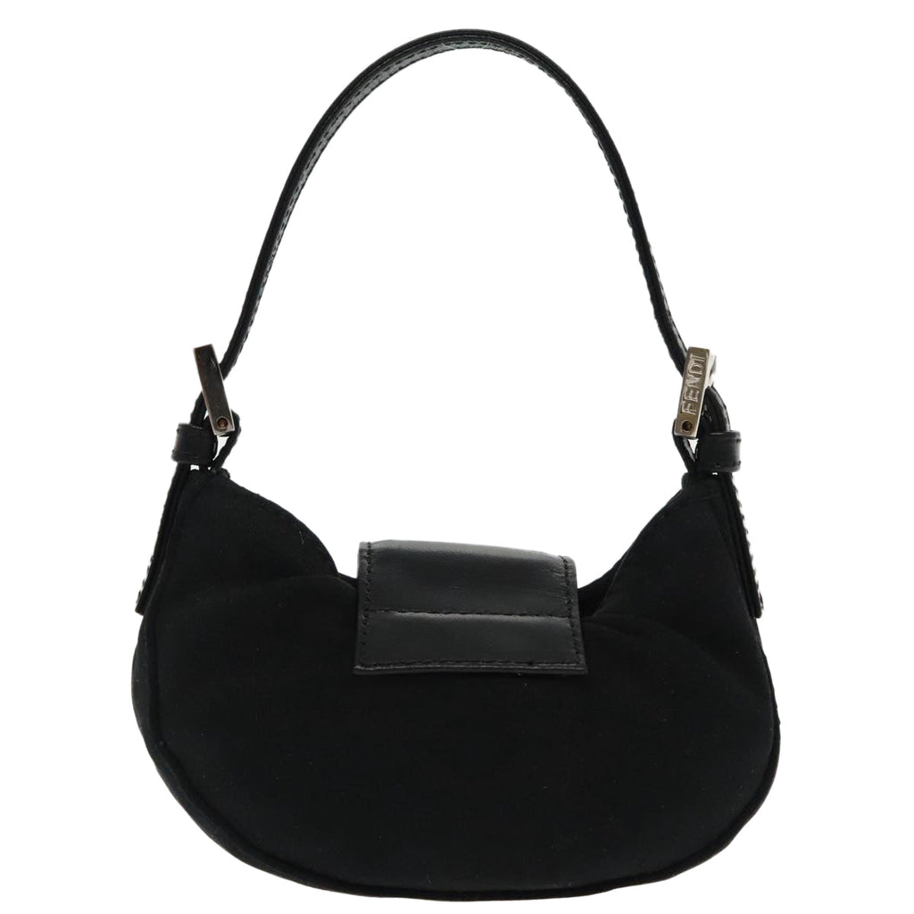 FENDI Mini Croissant Hand Bag Nylon Black Silver95417