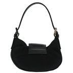 FENDI Mini Croissant Hand Bag Nylon Black Silver95417