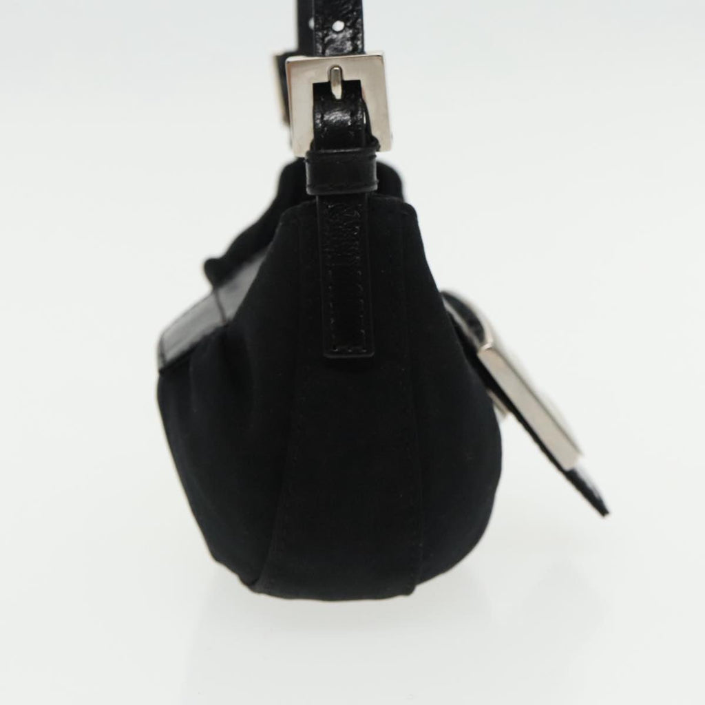 FENDI Mini Croissant Hand Bag Nylon Black Silver95417
