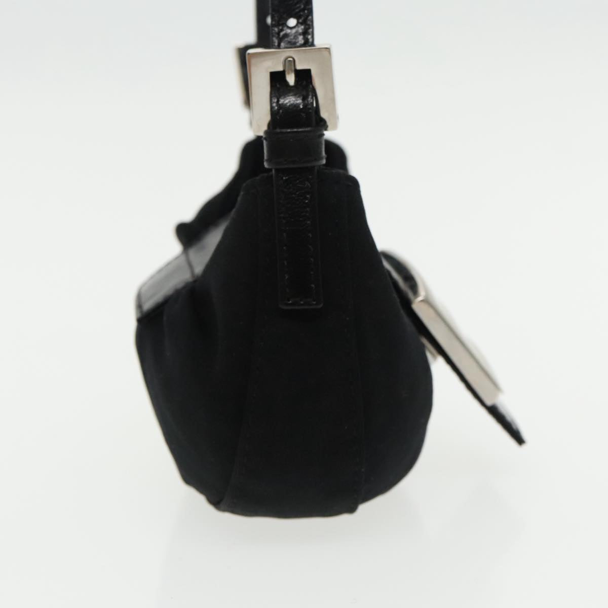 FENDI Mini Croissant Hand Bag Nylon Black Silver95417