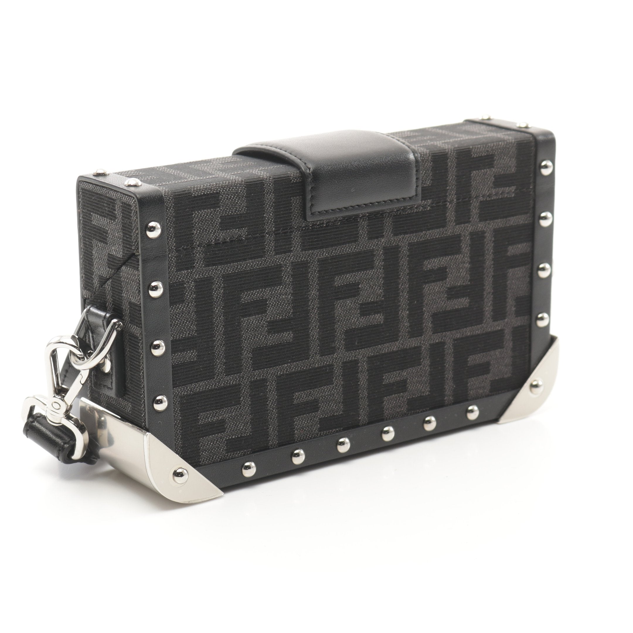 FENDI Zucca Trunk Shoulder bag Canvas Leather Black