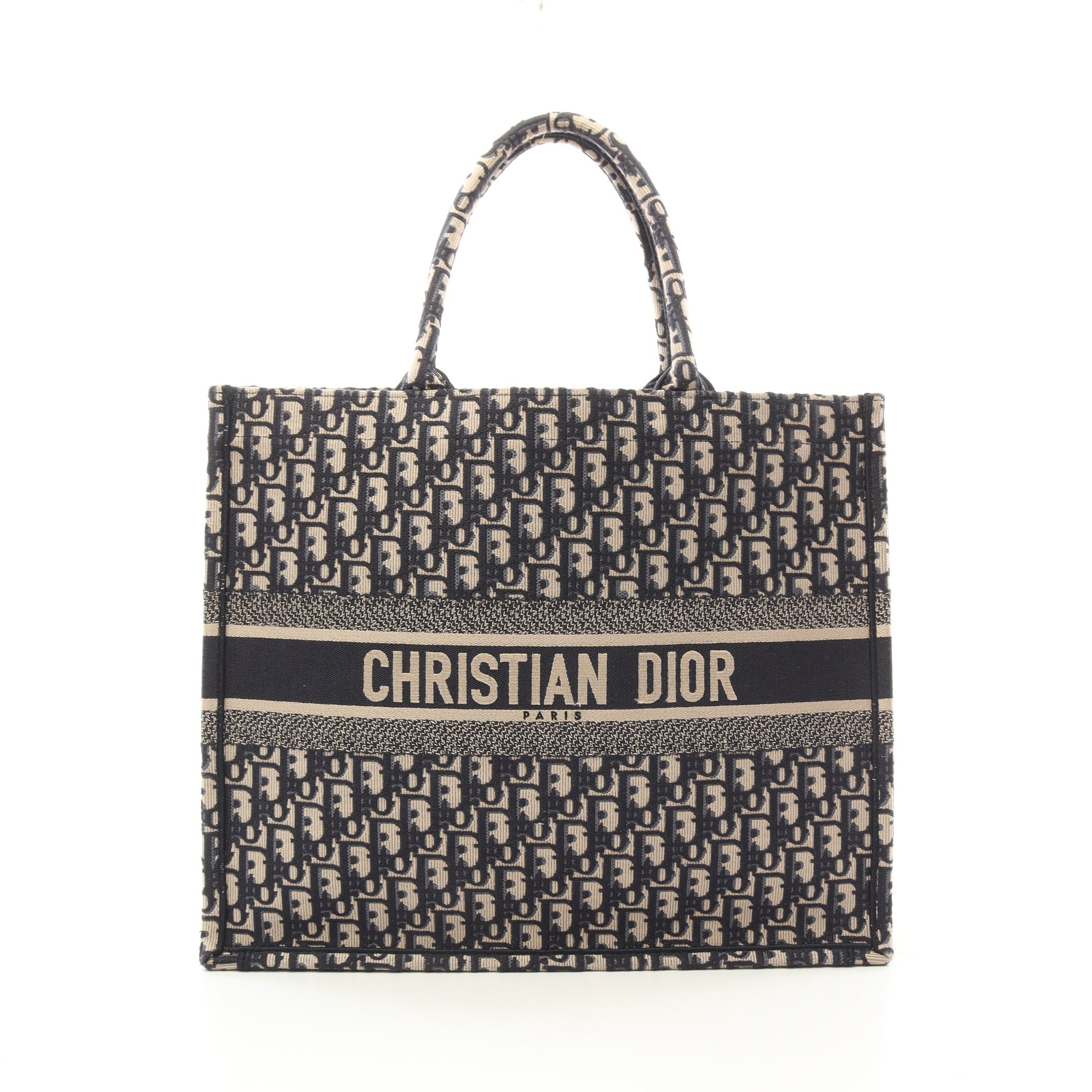 Dior BOOK TOTE Book tote Large Handbag Tote bag Canvas Navy Ivory