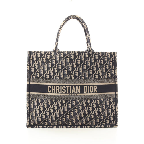 Dior BOOK TOTE Book tote Large Handbag Tote bag Canvas Navy Ivory