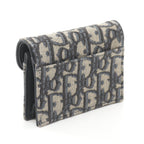 Dior SADDLE Lotus wallet Card case Canvas Leather Beige Navy