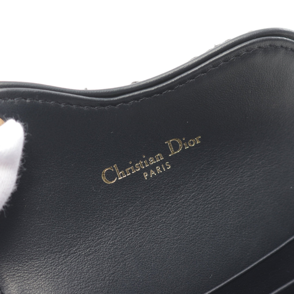 Dior SADDLE Lotus wallet Card case Canvas Leather Beige Navy