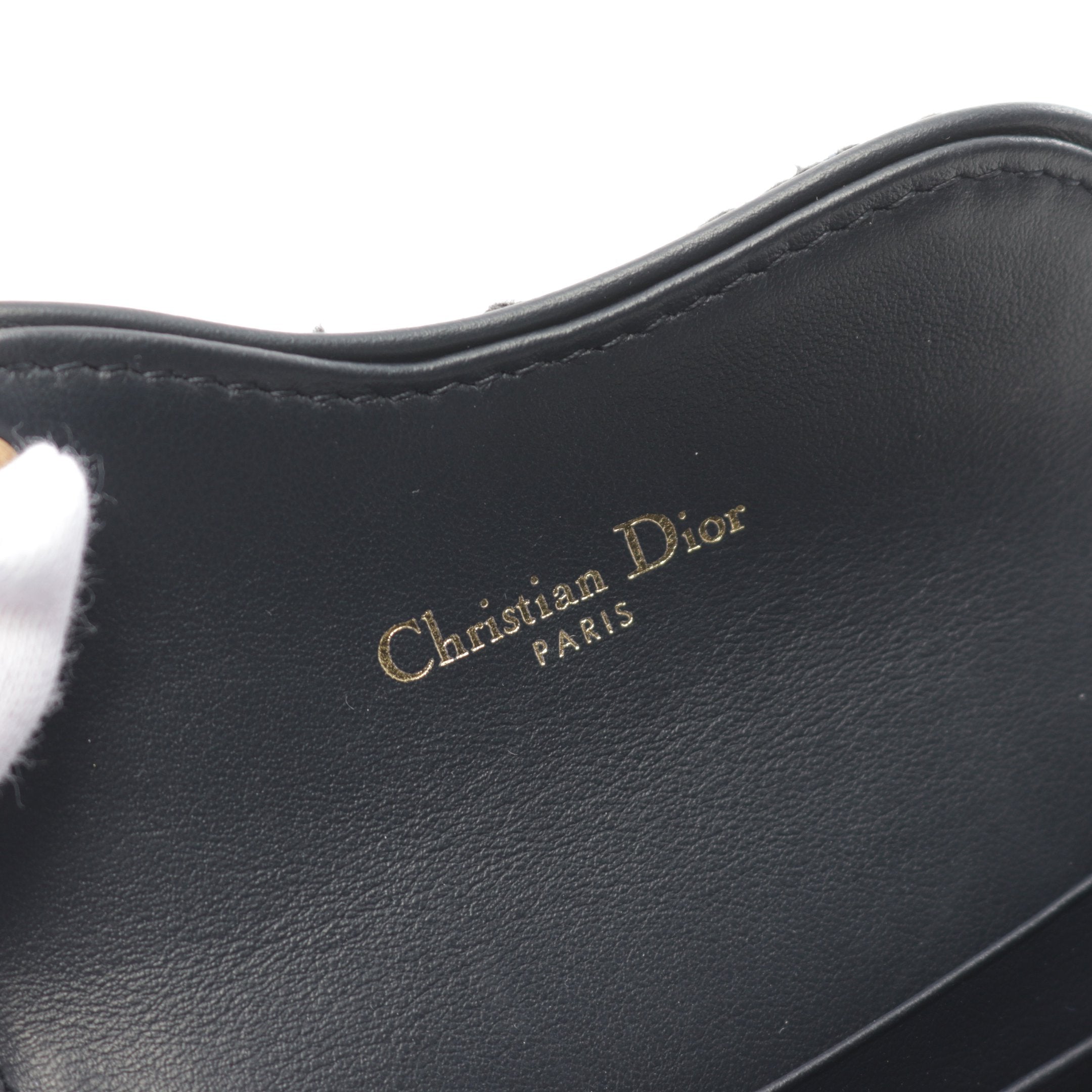Dior SADDLE Lotus wallet Card case Canvas Leather Beige Navy
