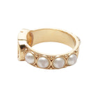 Dior CD logo Ring Ring GP Fake pearl Gold White