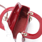 Dior Lady dior Mini Canage Handbag Patent leather Red 2WAY