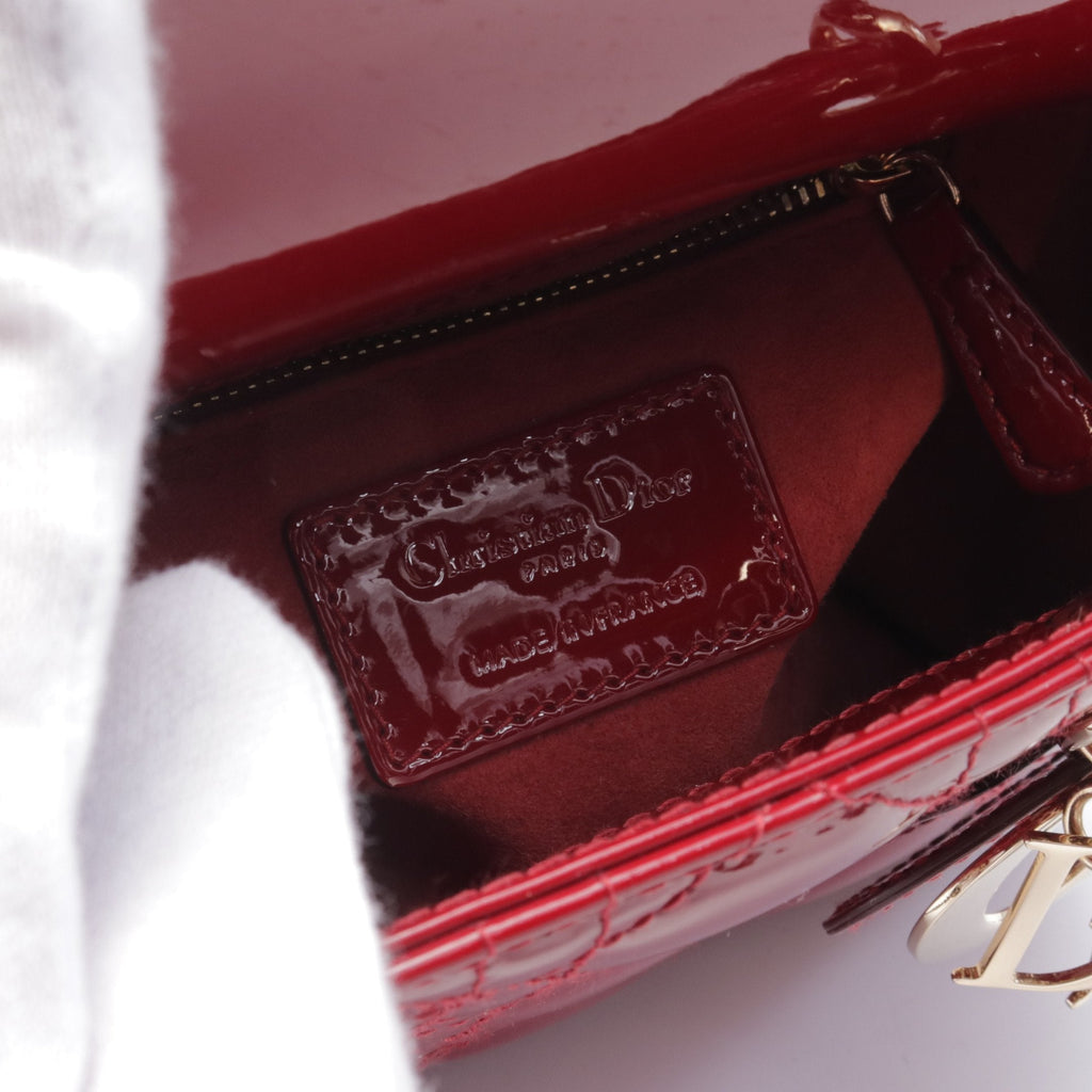 Dior Lady dior Mini Canage Handbag Patent leather Red 2WAY