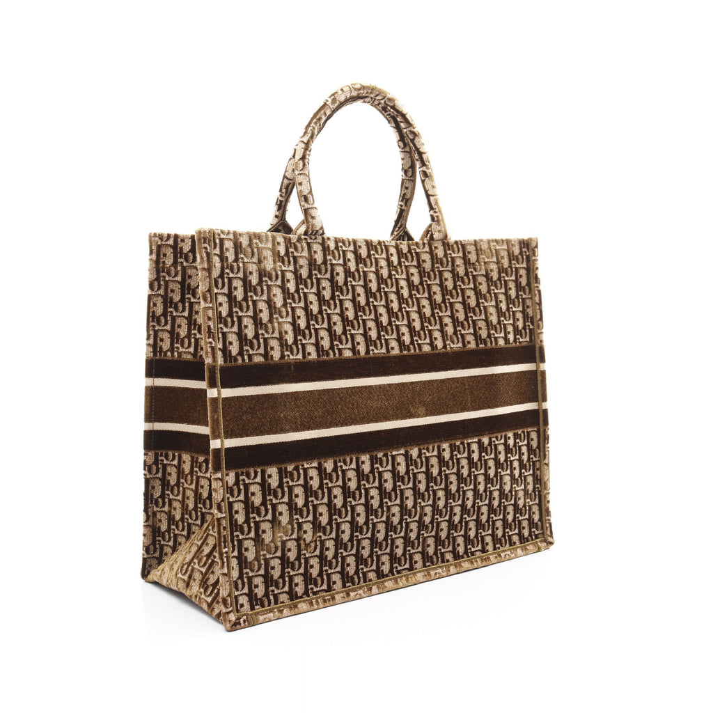 Dior BOOK TOTE Book tote Large Oblique Handbag Tote bag Velor Brown