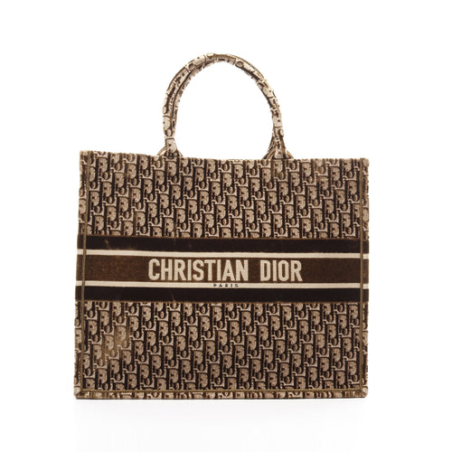 Dior BOOK TOTE Book tote Large Oblique Handbag Tote bag Velor Brown