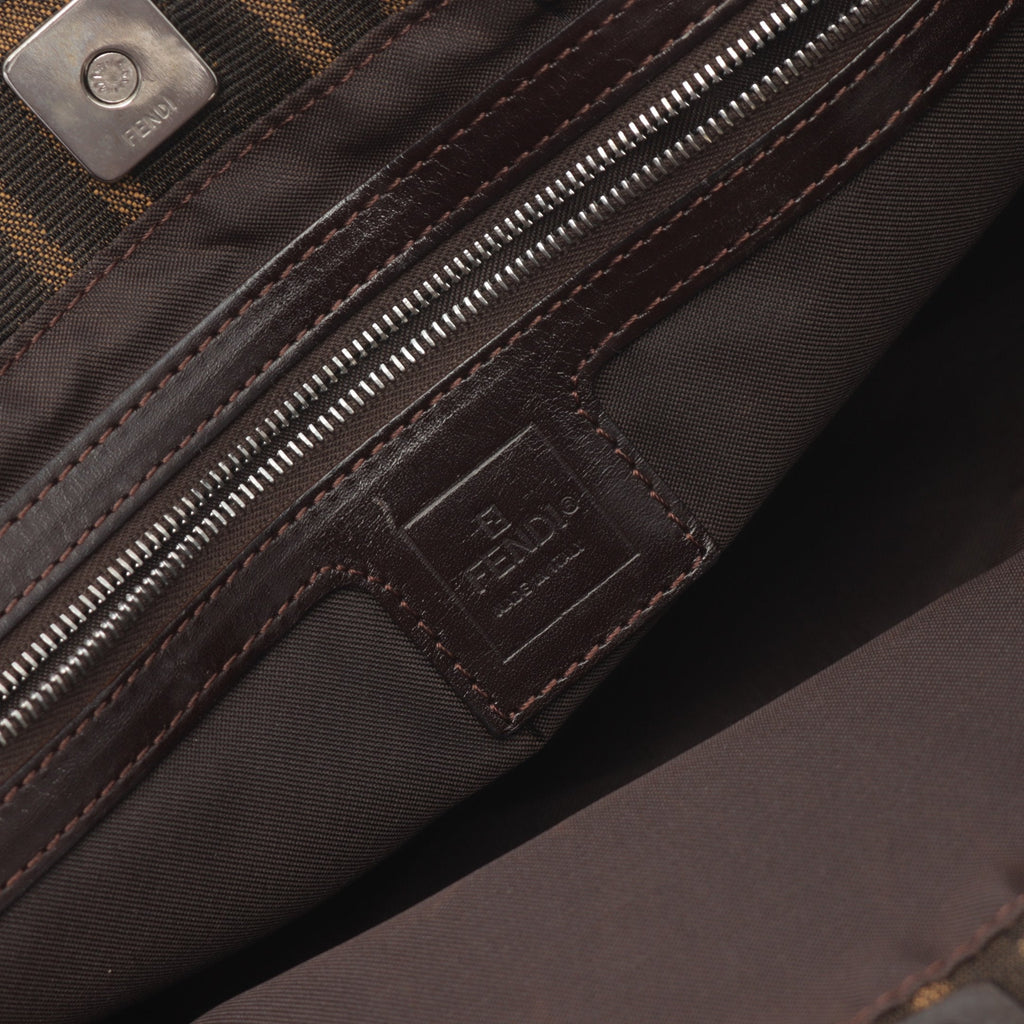 FENDI Zucca Handbag Tote bag Canvas Leather Brown Dark brown