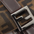 FENDI Zucca Handbag Tote bag Canvas Leather Brown Dark brown