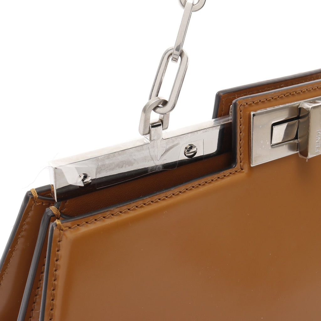 FENDI Peekaboo Cut Medium Chain shoulder bag Leather Brown