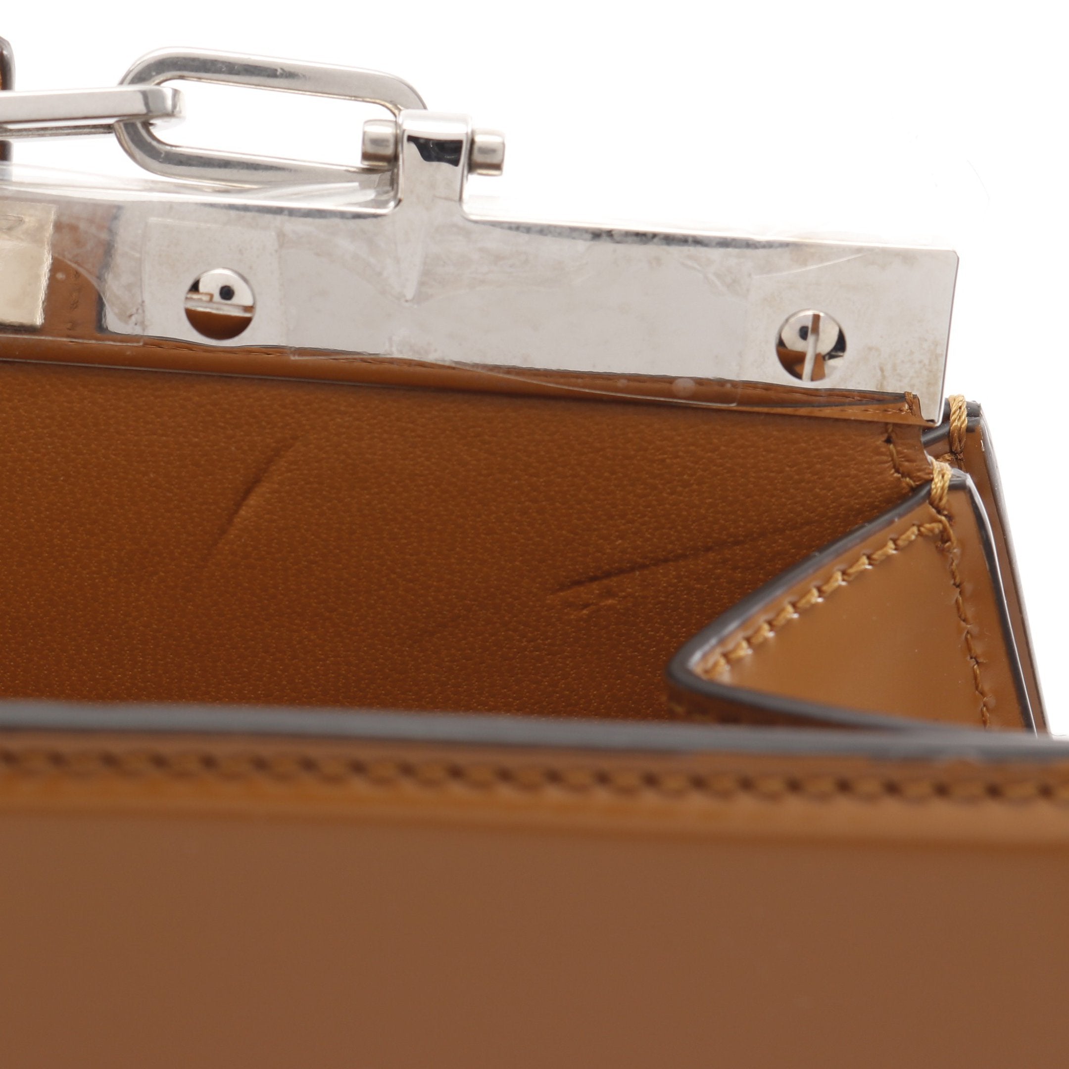 FENDI Peekaboo Cut Medium Chain shoulder bag Leather Brown